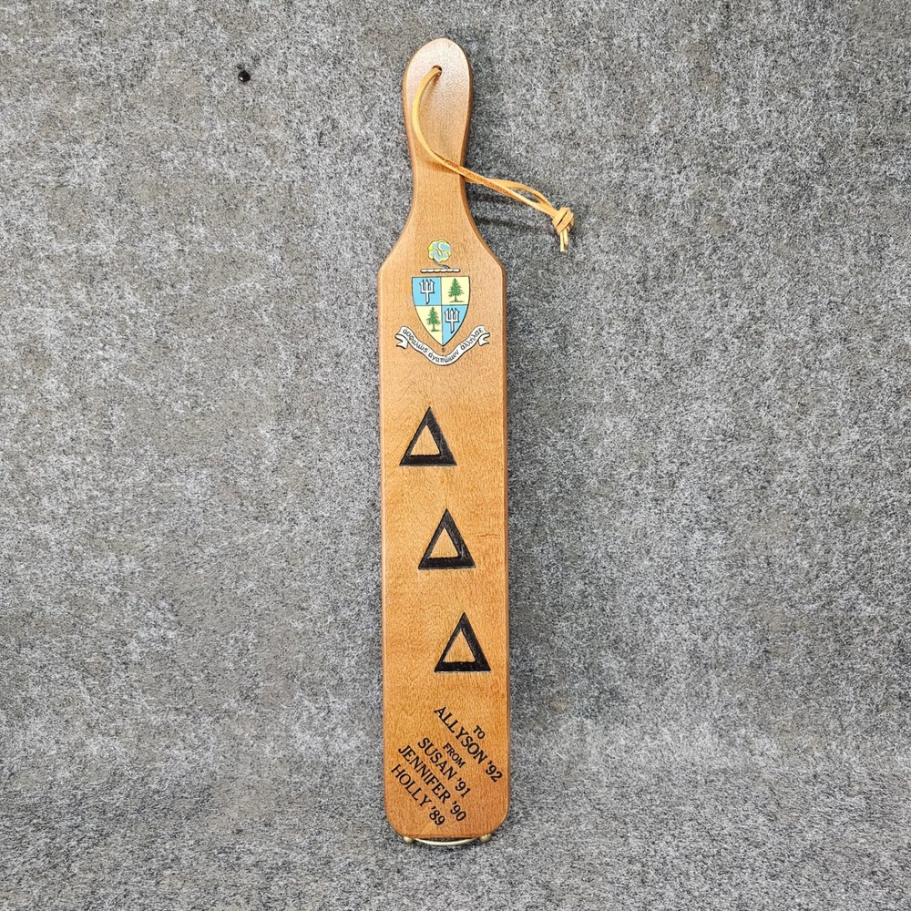 90's Vanderbilt Tri Delta Sorority Paddle, Brown, Wood, Delta Delta Delta